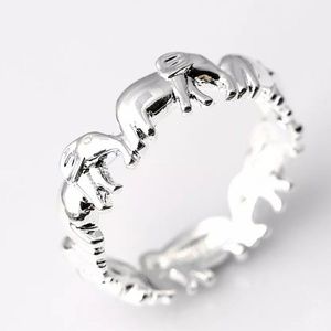 NEW Silver Lucky Elephant Eternity Band Ring